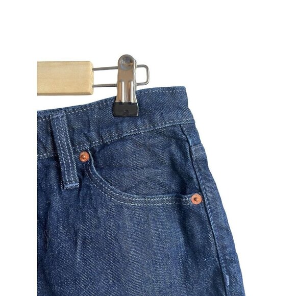 Universal Thread Size 8 Dark Blue Denim Vintage Midi Shorts Raw Hem Cuffed - Picture 5 of 7